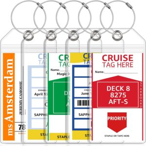 5 Pack Cruise Luggage Tag Holders for Carnival, NCL, Princess, MSC Ships