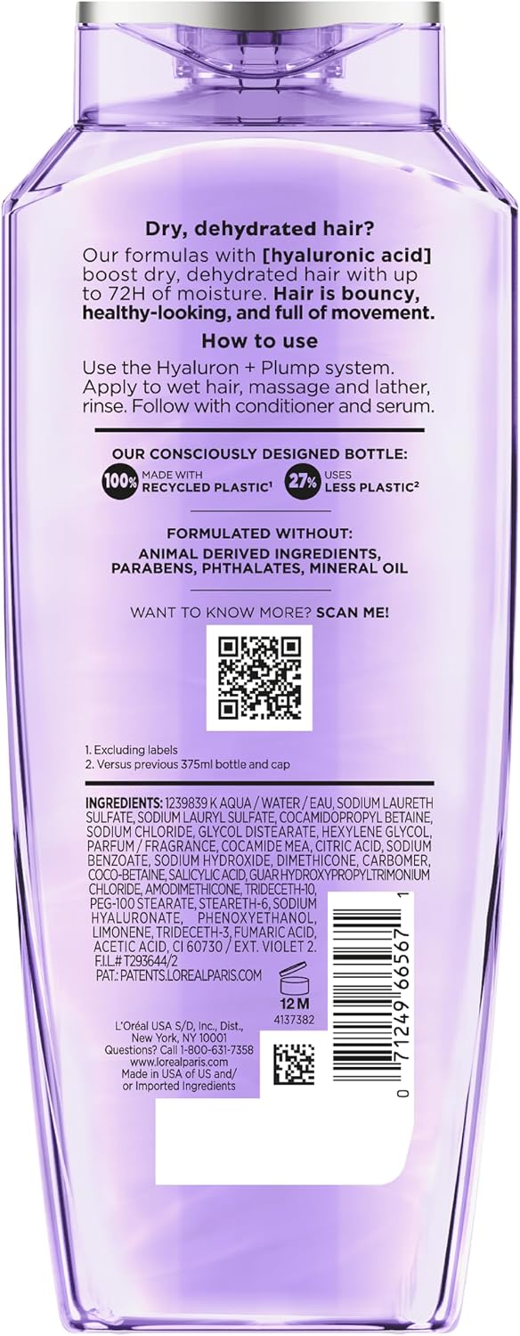 L'Oreal Paris Elvive Hyaluron Plump Shampoo, 12.6 Fl Oz - Image 10